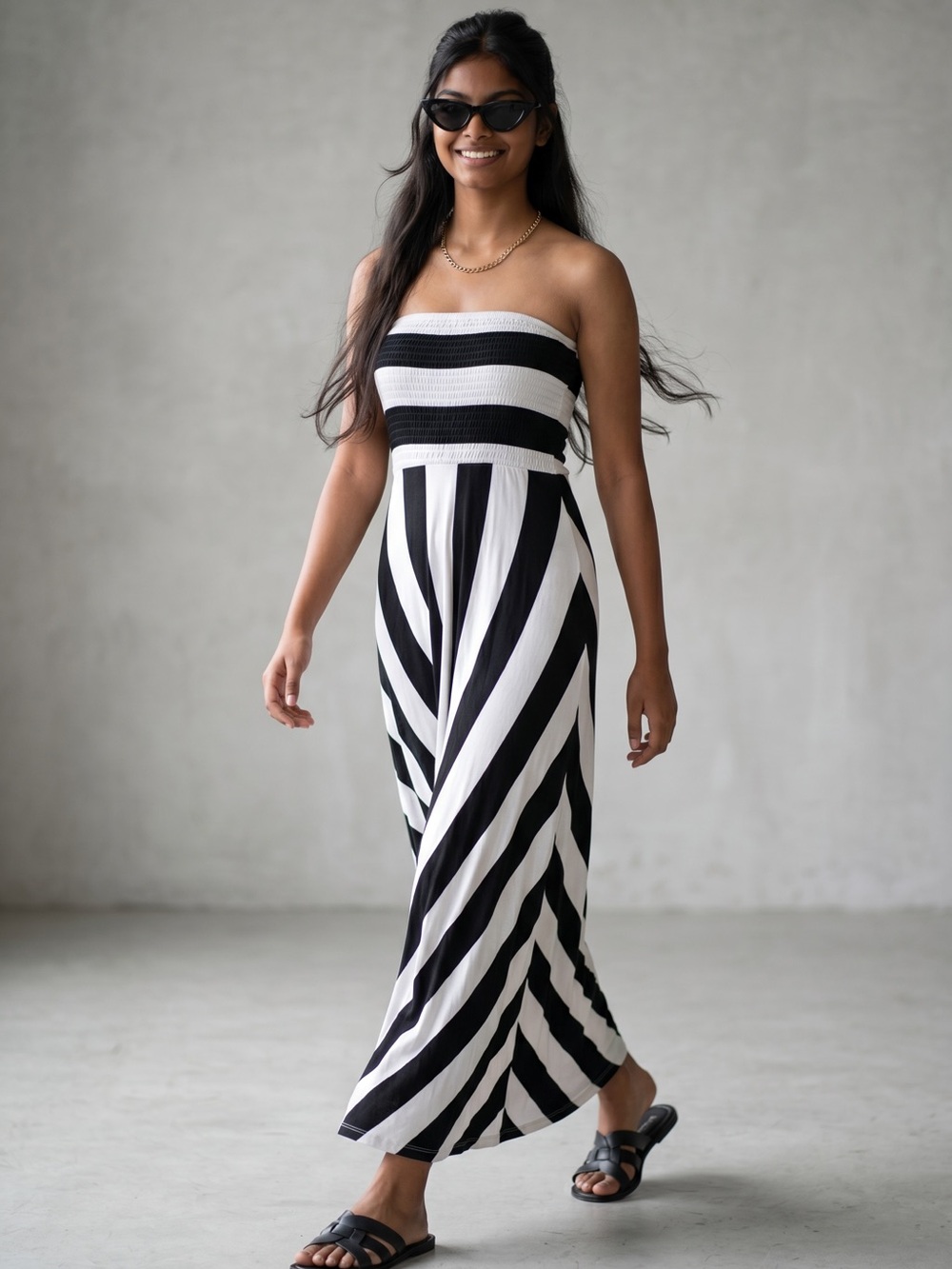 Elan stripped convertible, strapless maxi dress. Size small GUC - Picture 3 of 6